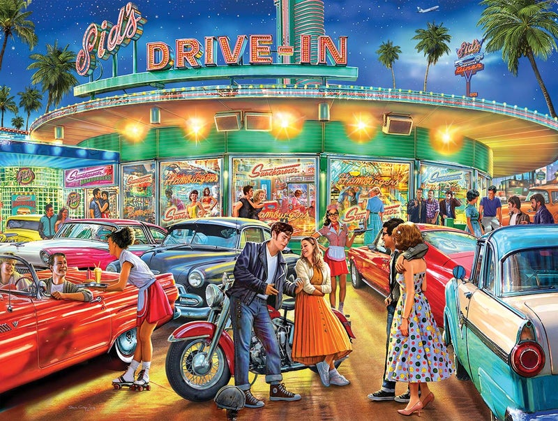 White Mountain Puzzles American Drive-in - 1000 Piece Jigsaw Puzzle - Image 1